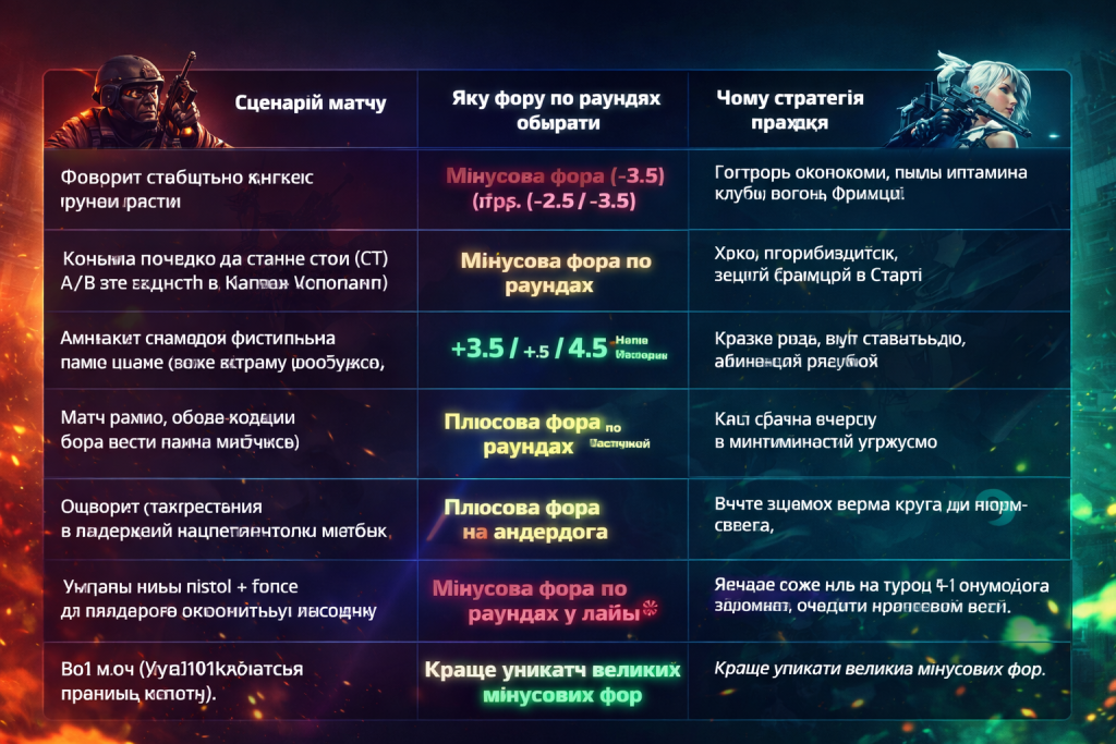 Приклад ставки на фору по раундам у матчі