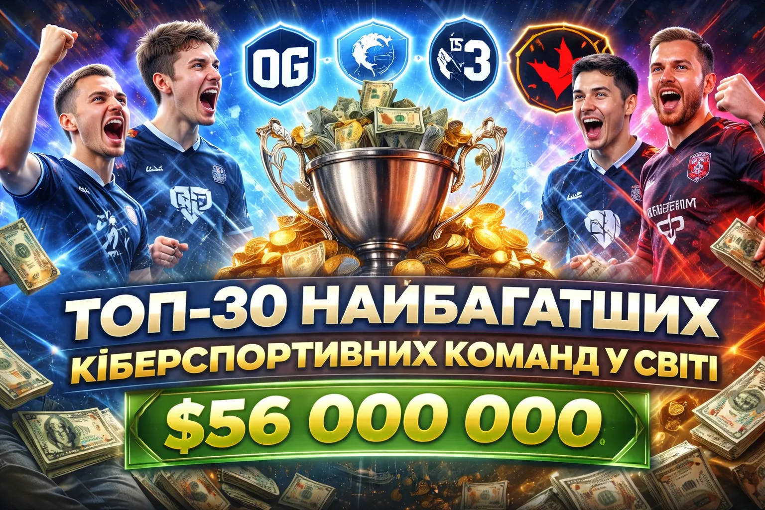 Хто заробив $56 000 000+ призових? Топ-30 найбагатших кіберспортивних команд у світі