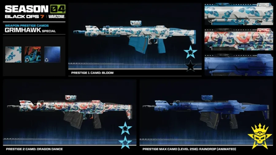 Унікальні Prestige-камуфляжі для Grimhawk у Black Ops 7 Season 4