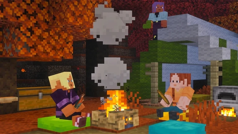 Персонаж Minecraft сидить на кольоровій подушці у новому оновленні