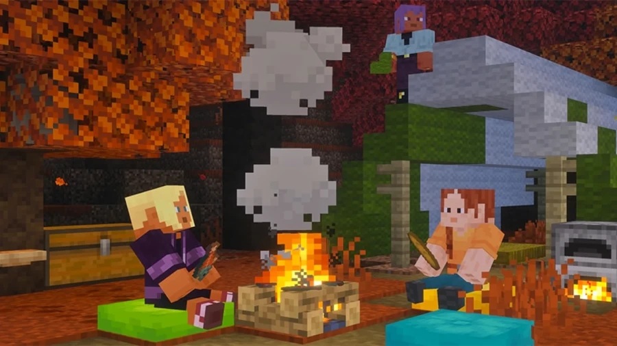 Персонаж Minecraft сидить на кольоровій подушці у новому оновленні